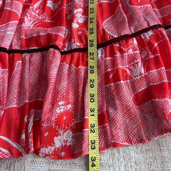 Urban Outfitters Red Floral A-Line Mini V-Neck Dress Short Sleeves Size Small - Picture 8 of 11